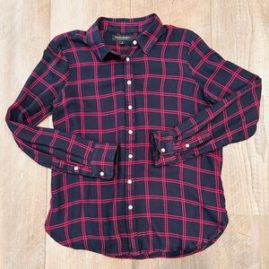 Banana Republic Women’s Small Brushed Rayon Plaid Button Classic Shirt